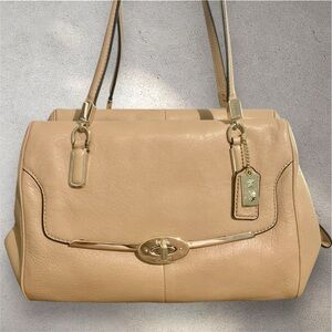 Coach Madison Madeline East/West Satchel Bag Tan Leather